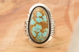Native American Sterling Silver Number 8 Mine Turquoise Ring